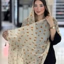 شال چاپی پلیسه دور‌دوخت منگوله دار کد 4370