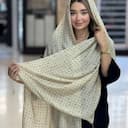 شال نخی ژاکارد پلیسه دور دوخت منگوله دار کد 4464