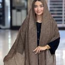 شال نخی ژاکارد پلیسه رنگی دور دوخت منگوله دار کد 4465