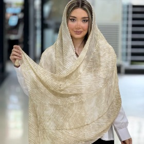 تصویر شال حراجی نخی پلیسه منگوله دار کد 3050 