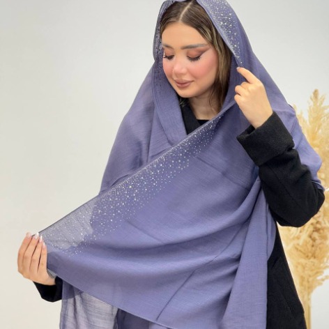 تصویر شال اسلپ نگینی منگوله دار کد 4158 