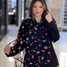 تصویر شال تور گل ابریشم مجلسی کد 4270 